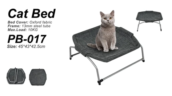 Lit de lit pour animaux de compagnie surélevé de camping de chat surélevé gris de cadre en acier de tissu d'Oxford