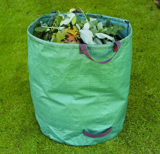 120L Portable Étanche PP Tissé Pliable Jardin Extérieur Collecte Des Ordures Feuille Sac