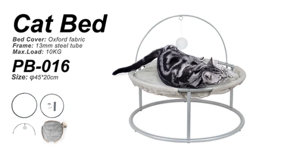 Lit de lit pour animaux de compagnie surélevé rond de luxe en tube d'acier en tissu Oxford pour chat et chien